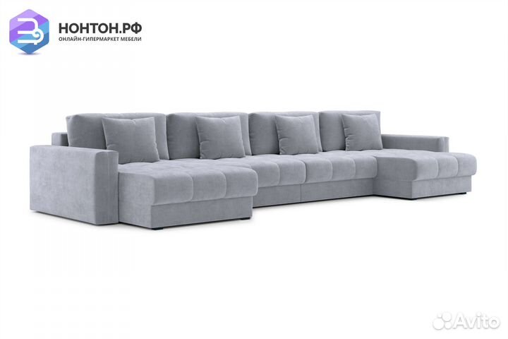 Диван п-образный тик-так Монарх М2О2 серый