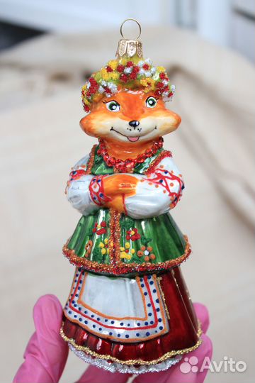 Елочные игрушки Irena Лиса в веночке