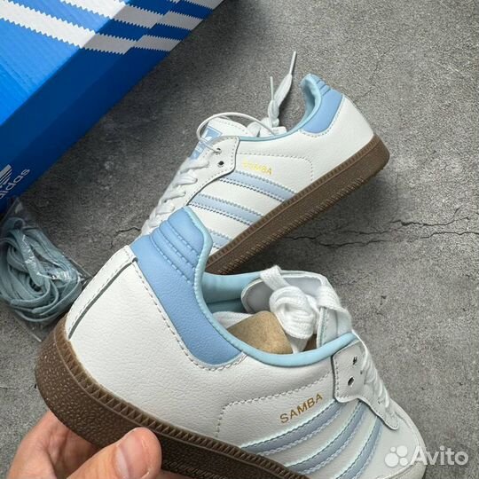 Кроссовки Adidas Samba White Halo Blue (36-41)