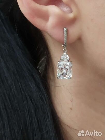 Серебряные серьги горный хрусталь