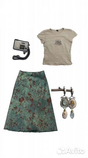 Винтажная Миди юбка атласная