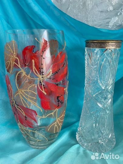 Ваза для цветов хрусталь Богемия