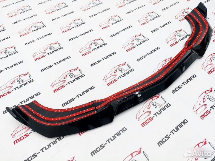 Губа переднего бампера W204 рест черный глянец