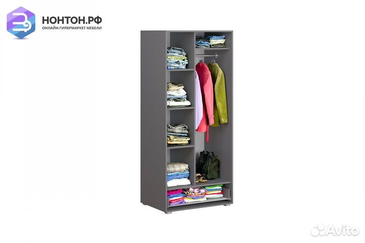 Шкаф 2-х створчатый Неаполь графит / красный