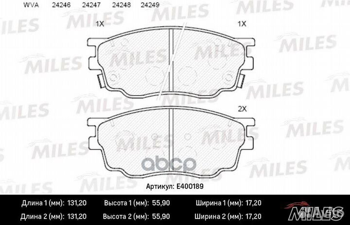 Колодки тормозные дисковые E400189 Miles