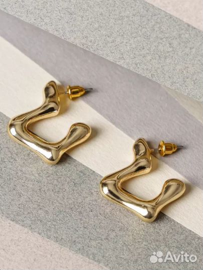 Золотые серьги бижутерия