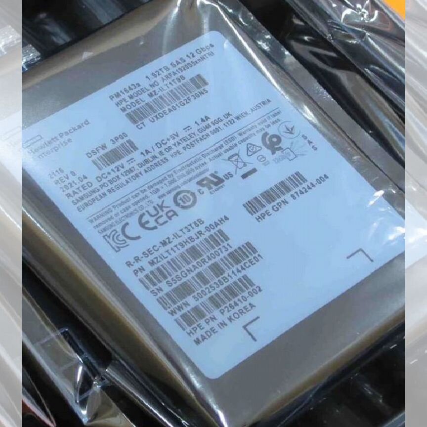 [PM1643A] Ssd Samsung 1.92 Тб Mzilt1t9hbjr Pm1643a