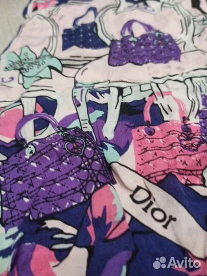 Палантин dior шелковый ручной подгиб италия