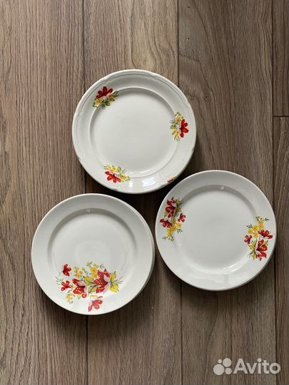 Тарелки зик конаково СССР с цветами винтаж