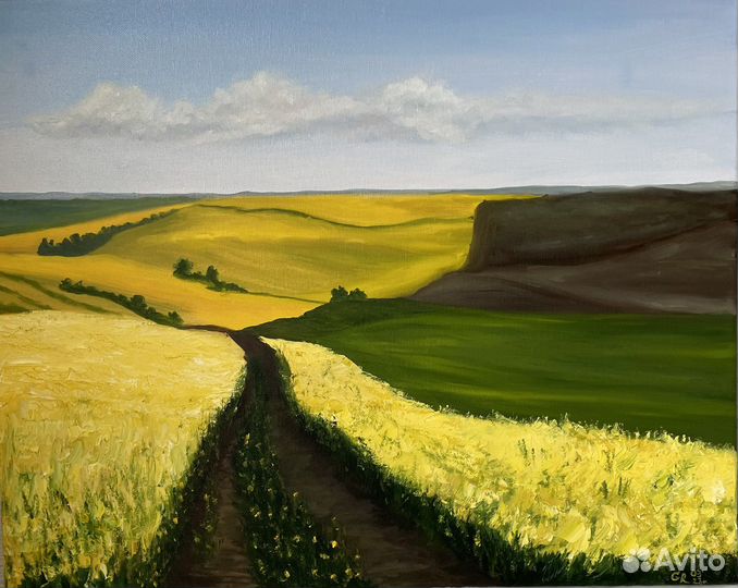 Картина маслом «Рапсовое поле»