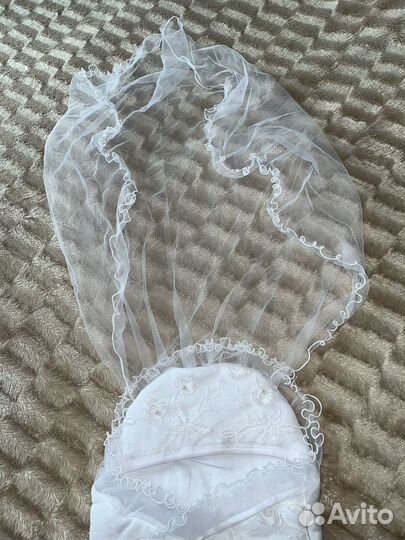 Новый конверт на выписку с вуалью весна лето белый