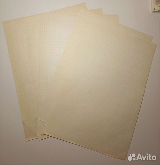 Бумага старинная писчая, мелованная, миллиметровая