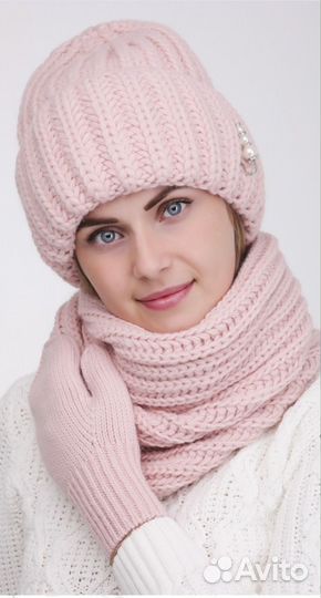 Шапка, снуд и варежки