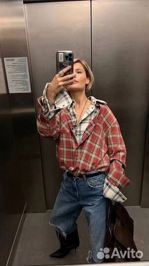 Рубашка в клетку женская