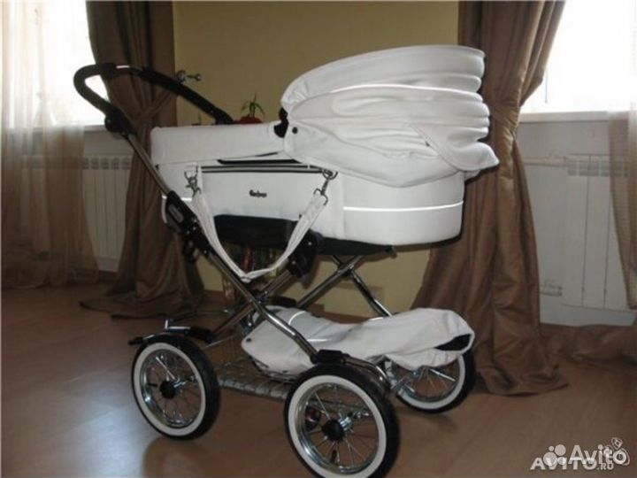 Коляска Emmaljunga Mondial 2в1 Белая кожа