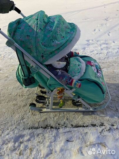Детские санки коляска с колесами