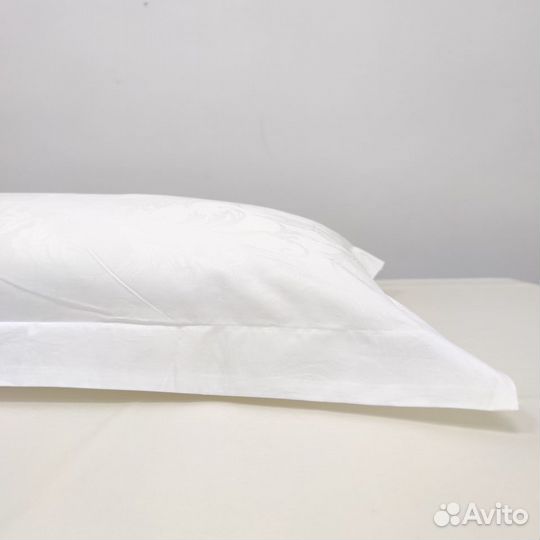Комплект белого постельного белья сатин жаккард