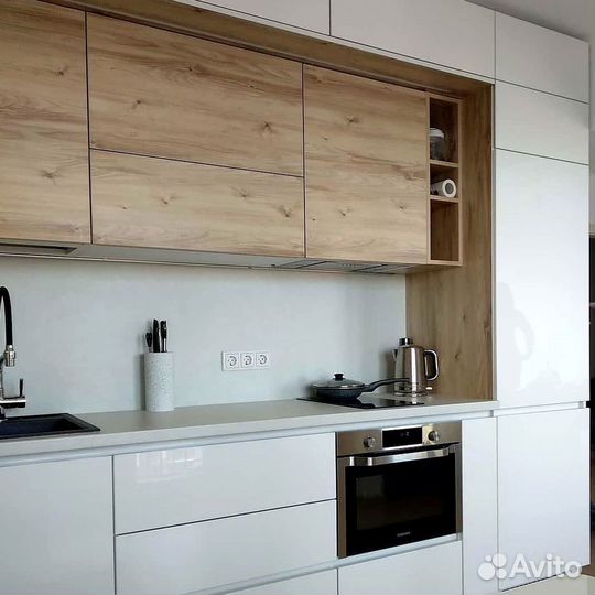 Прямая кухня мдф фасады