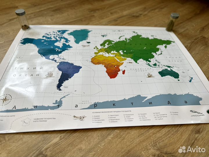 Рэтро карта мира в тубусе