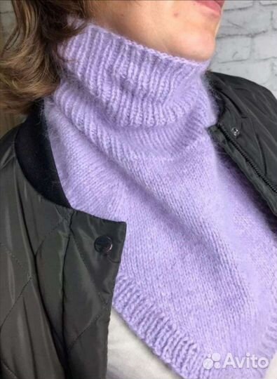 Манишка спицами из пуха норки новая ручной работы