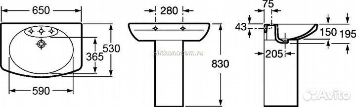 Roca Dama Senso 327511000 Раковина 65