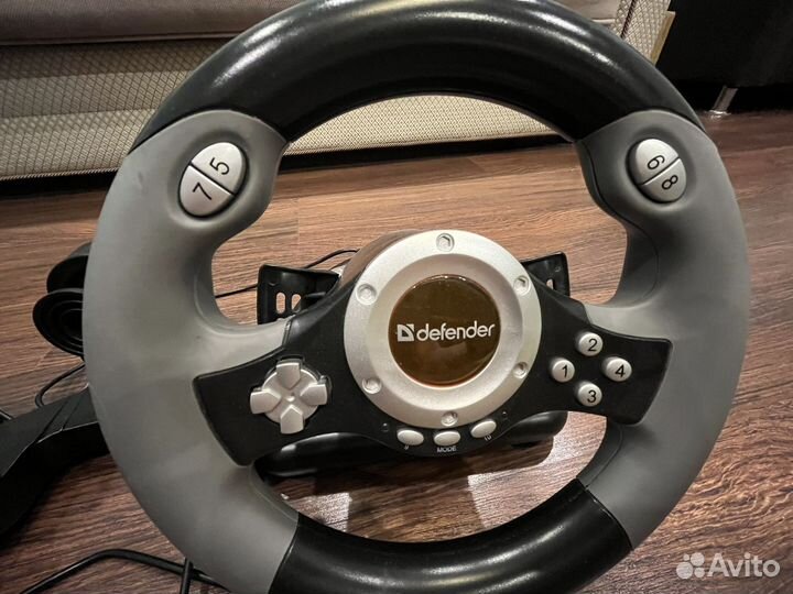 Игровой руль с педалями defender challenge mini le