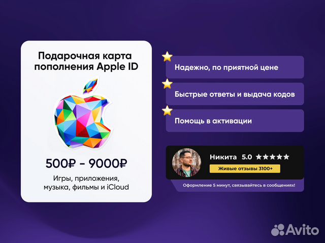Пополнение Apple ID / App Store / iTunes РФ купить в Москве с доставкой ...