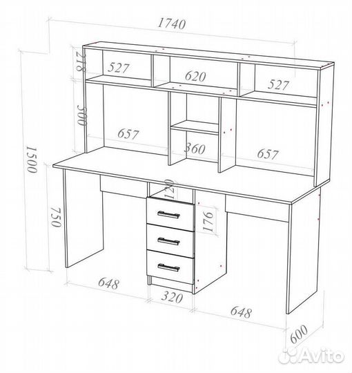 Стол для двоих с ящиками
