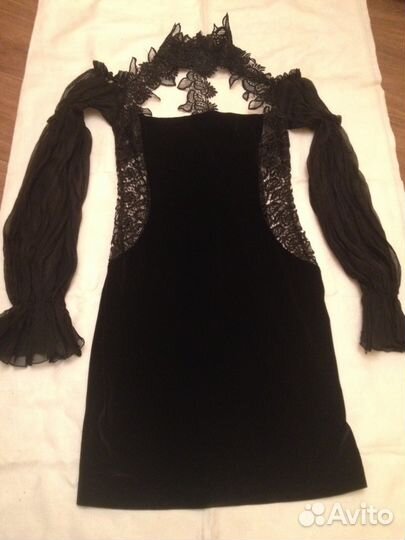 Платье-супер велюр+ кружево+шифон новое