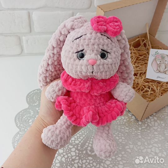 Мягкая игрушка зайчик вязаный, зайка вязаная