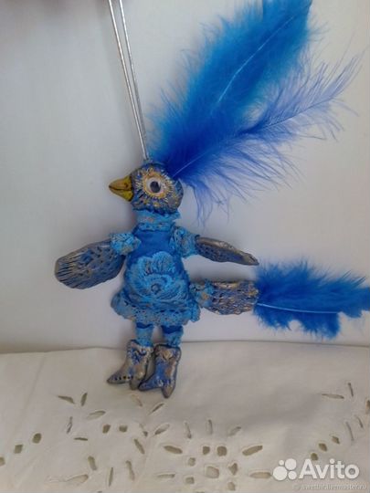 Синяя птица счастья талисман интерьерый и в машину
