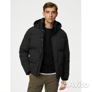 Пуховик с перьями и пухом Marks & Spencer, черный