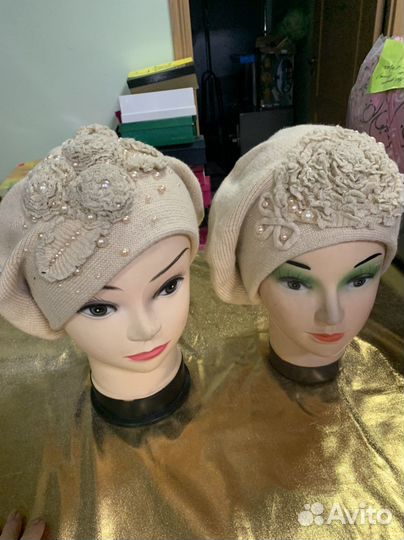 Шапки новые вязаные и норковые