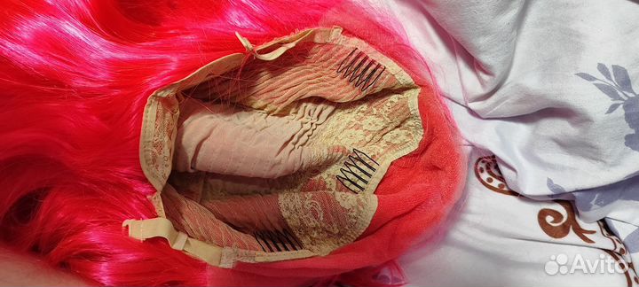 Парик на сетке розовый