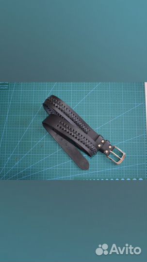 Ремень плетёный чёрный. Ручная работа