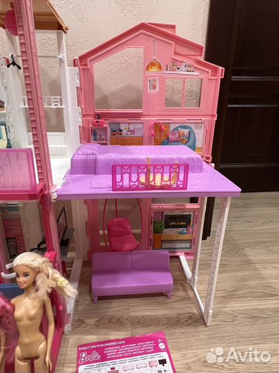 Кукольный Дом барби Barbie malibu с лифтом + куклы