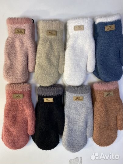 Варежки,двойные,внутри мех,расцветки разные