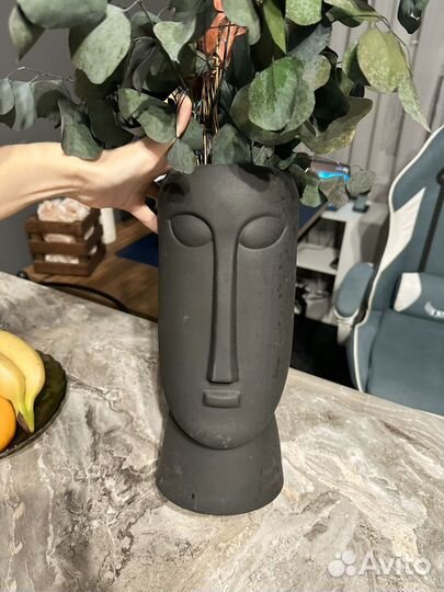 Ваза черная Будда керамика 31см