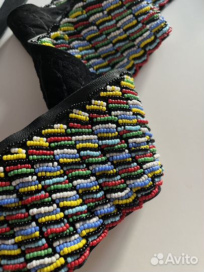 Кожаный пояс с бисером