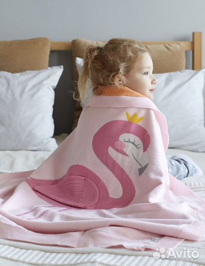 Плед фламинго детский 90*90 акрил