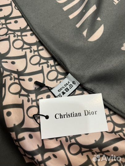 Шелковый платок Dior розовый с серым