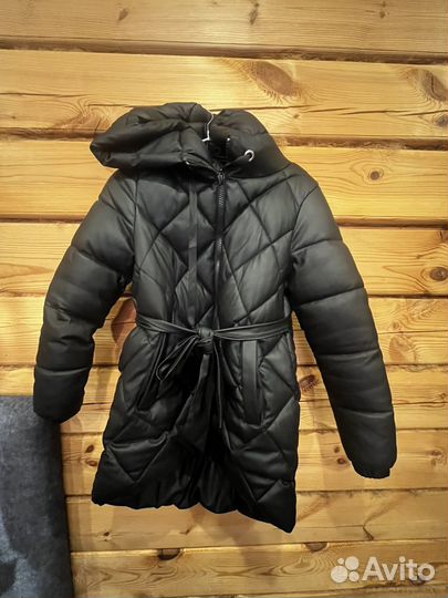 Пуховик зимний экокожа