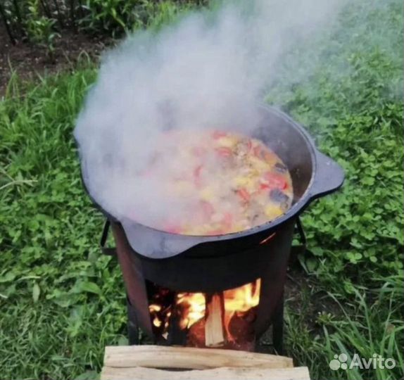 Kaзан чугунный на 12 литрoв с пeчкой