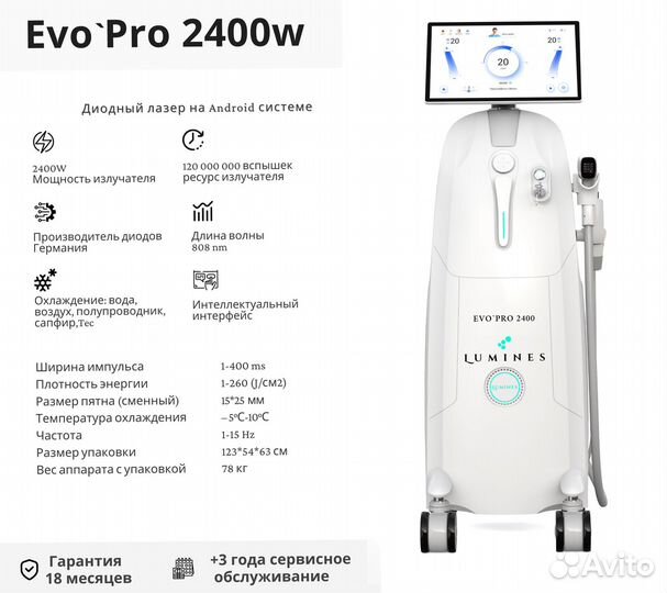 Аппарат для эпиляции люминес Evo’Pro 2400в
