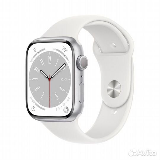 Умные часы Apple Watch Series 8 45mm Cellular Stainless Steel Case with Sport Band Silver/White