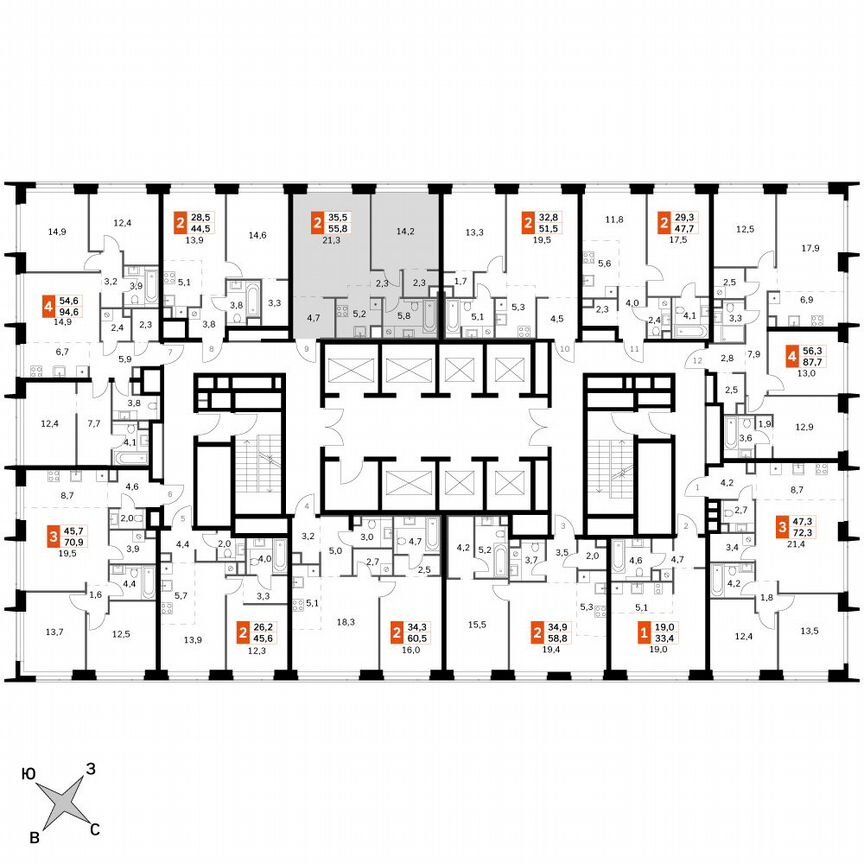 1-к. квартира, 55,8 м², 48/48 эт.