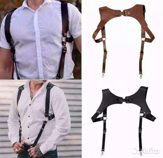 Новые подтяжки-портупея мужские кожаные