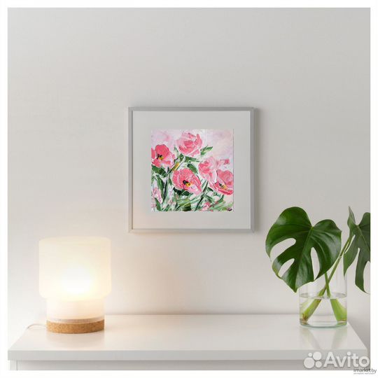 Картина маслом букет цветов мастихином