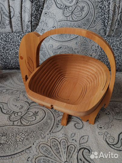 Деревянная ваза для фруктов в форме слона