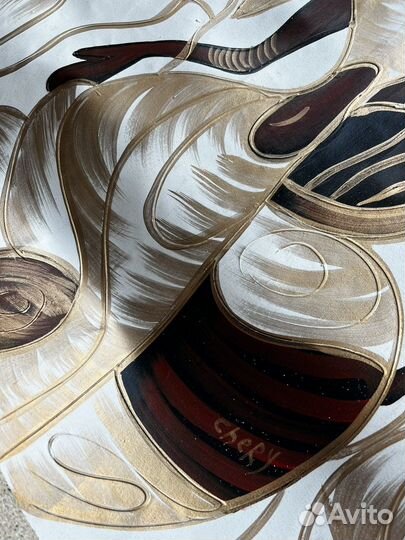 Картина акрилом с золотом